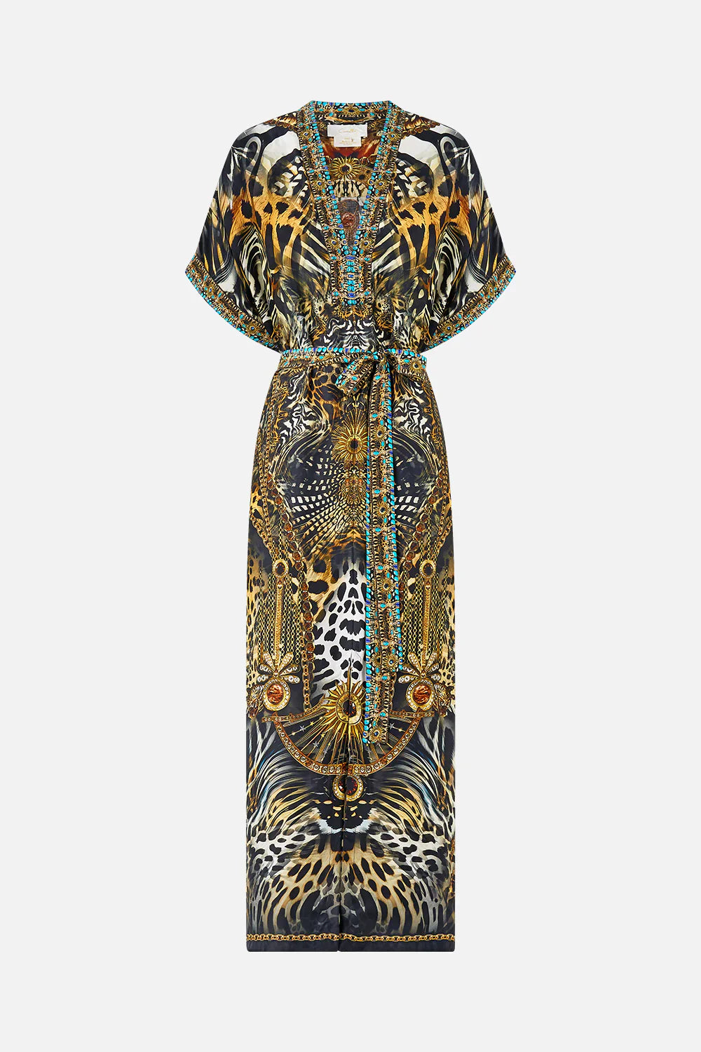 Camilla Feline Folklore Short Sleeve Kaftan with Tie Waist