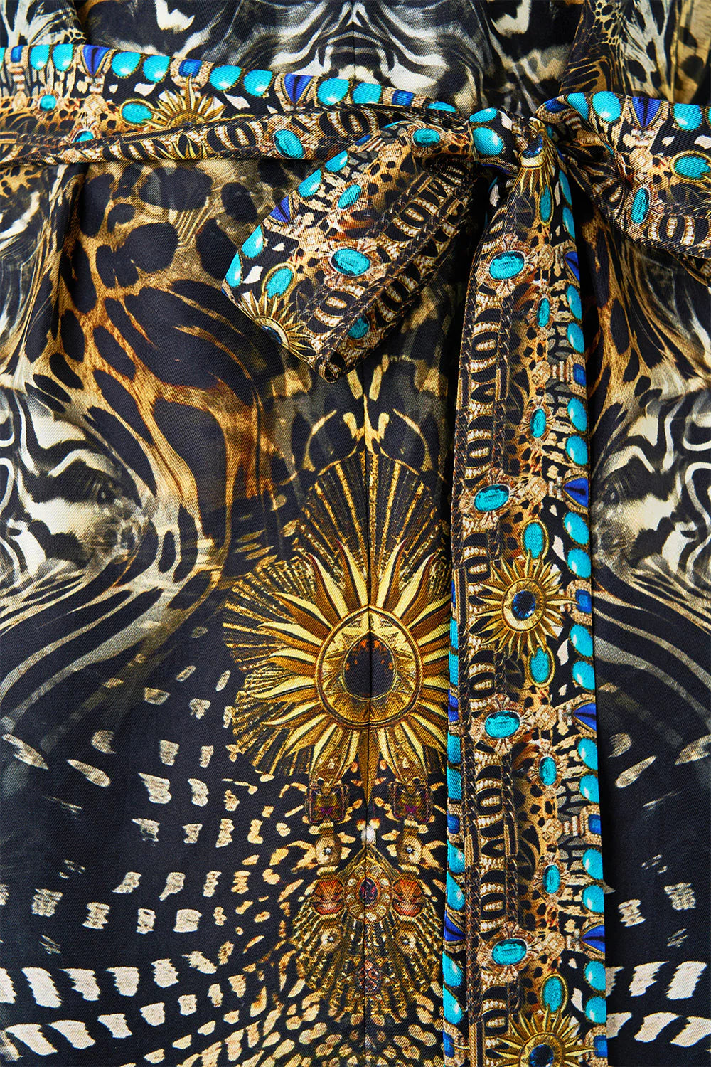 Camilla Feline Folklore Short Sleeve Kaftan with Tie Waist