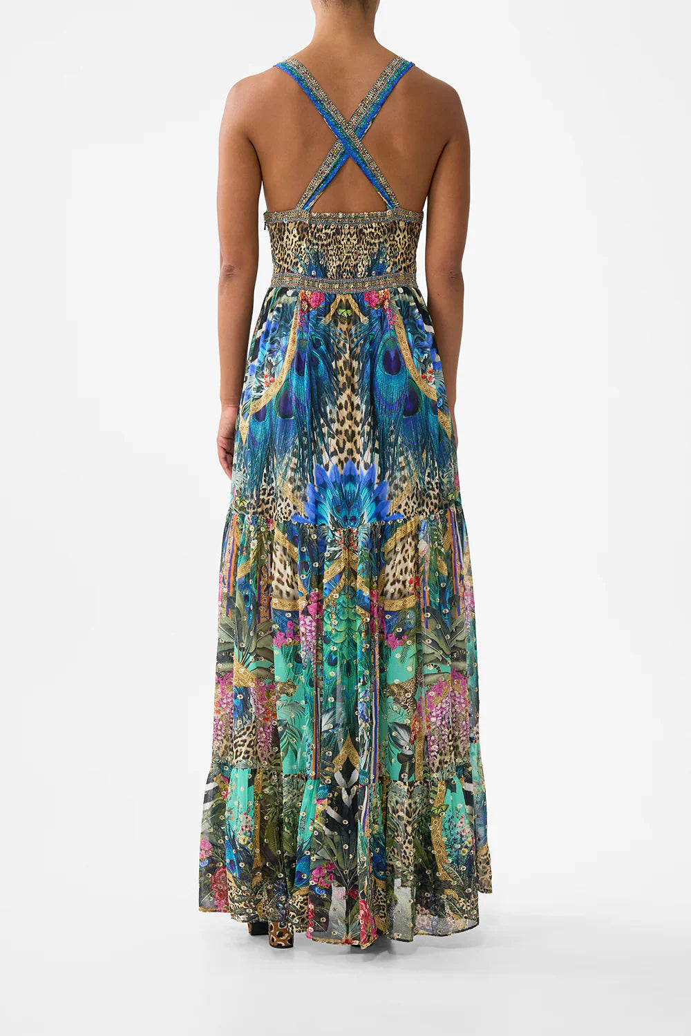 Camilla Animal Alchemy Bead Strap Gathered Panel Dress