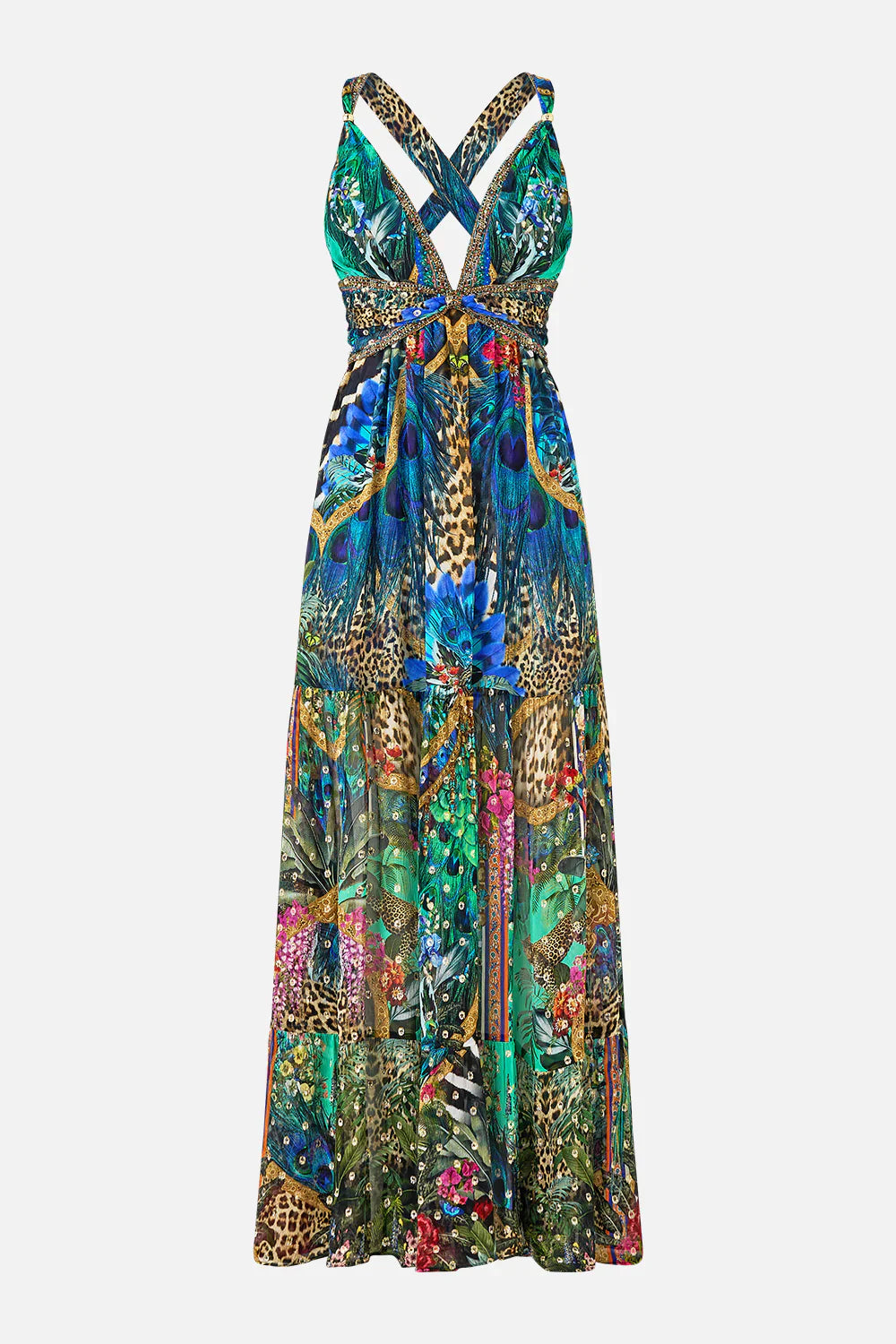 Camilla Animal Alchemy Bead Strap Gathered Panel Dress