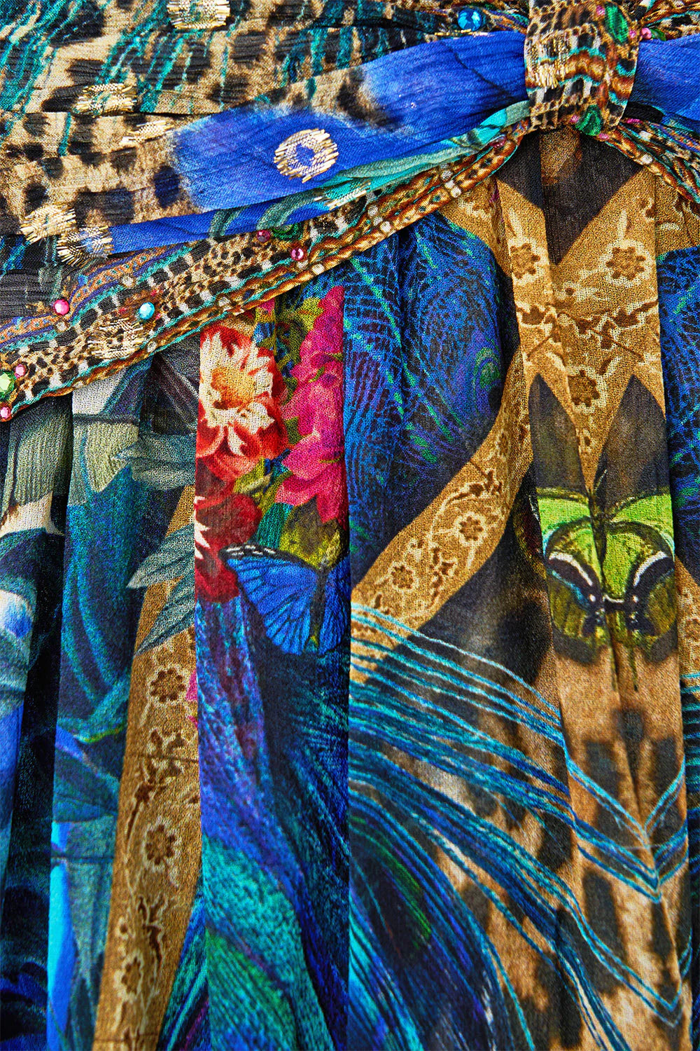 Camilla Animal Alchemy Bead Strap Gathered Panel Dress