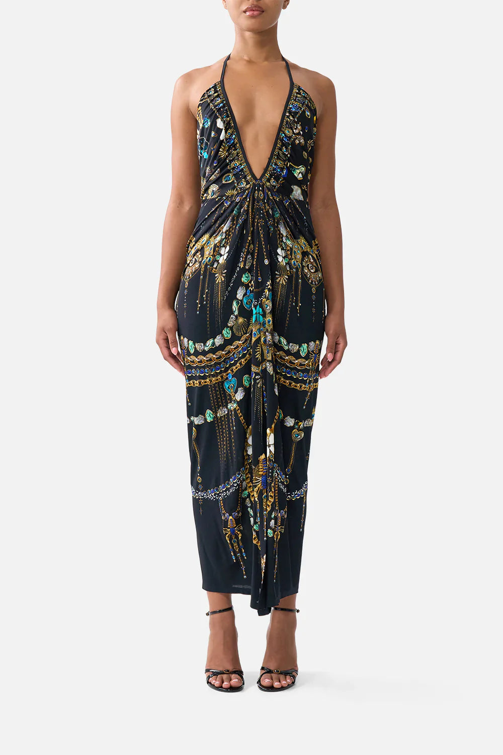 Camilla Amulets and Alchemy V Neck Gathered Jersey Dress