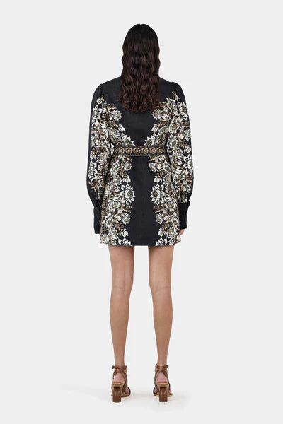 Hansen & Gretel Constance Linen Mini Dress - Midnight Bells Beach