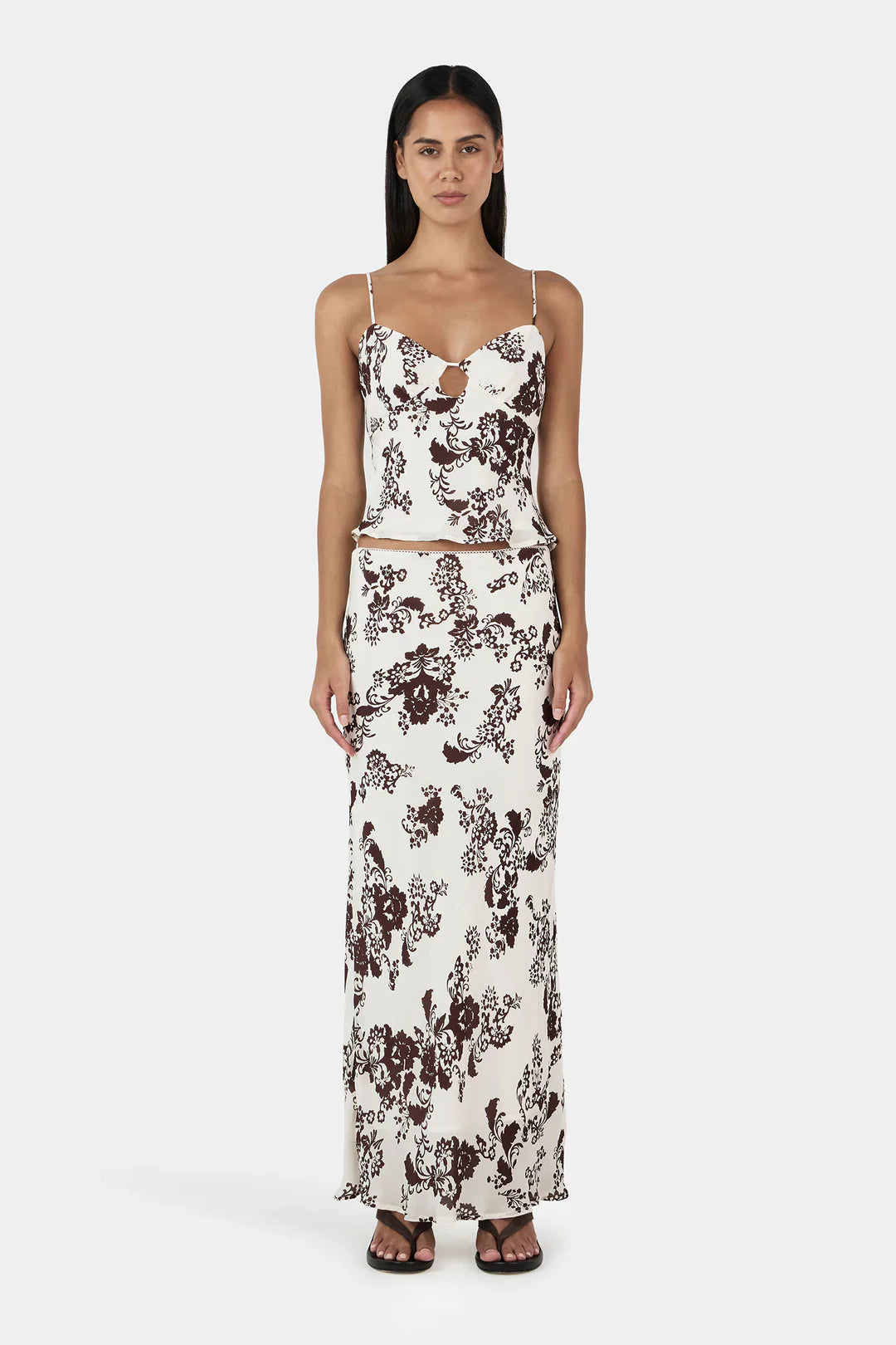 Ownley Marli Slip Skirt Creme Floral
