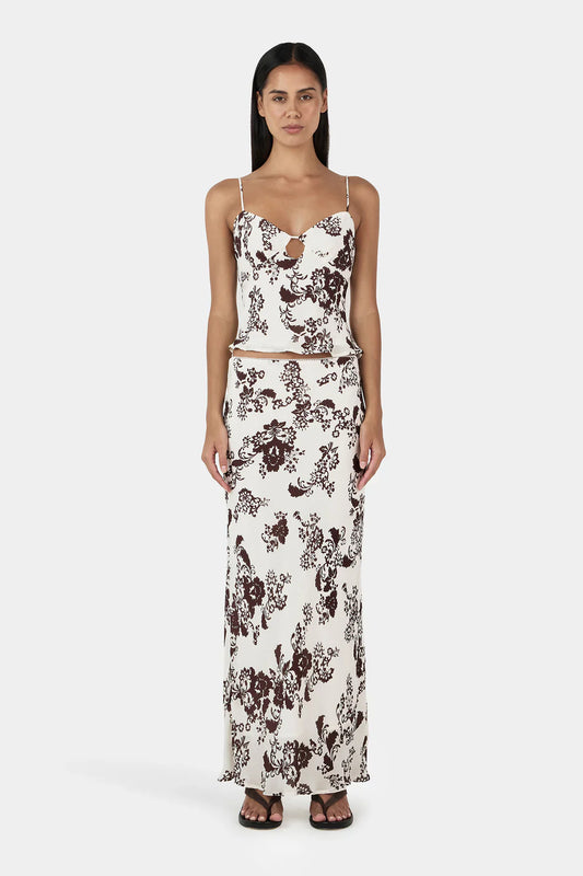 Ownley Marli Slip Skirt Creme Floral