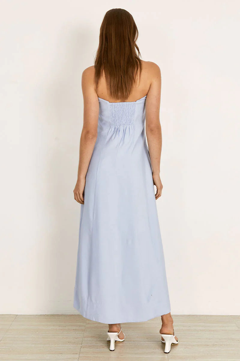 Mon Renn Oyster Midi Dress Powder - Blue
