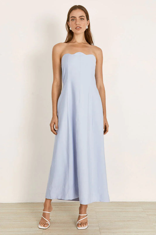 Mon Renn Oyster Midi Dress Powder - Blue
