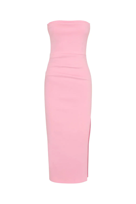 Mossman Revere Draped Midi Dress in Pink