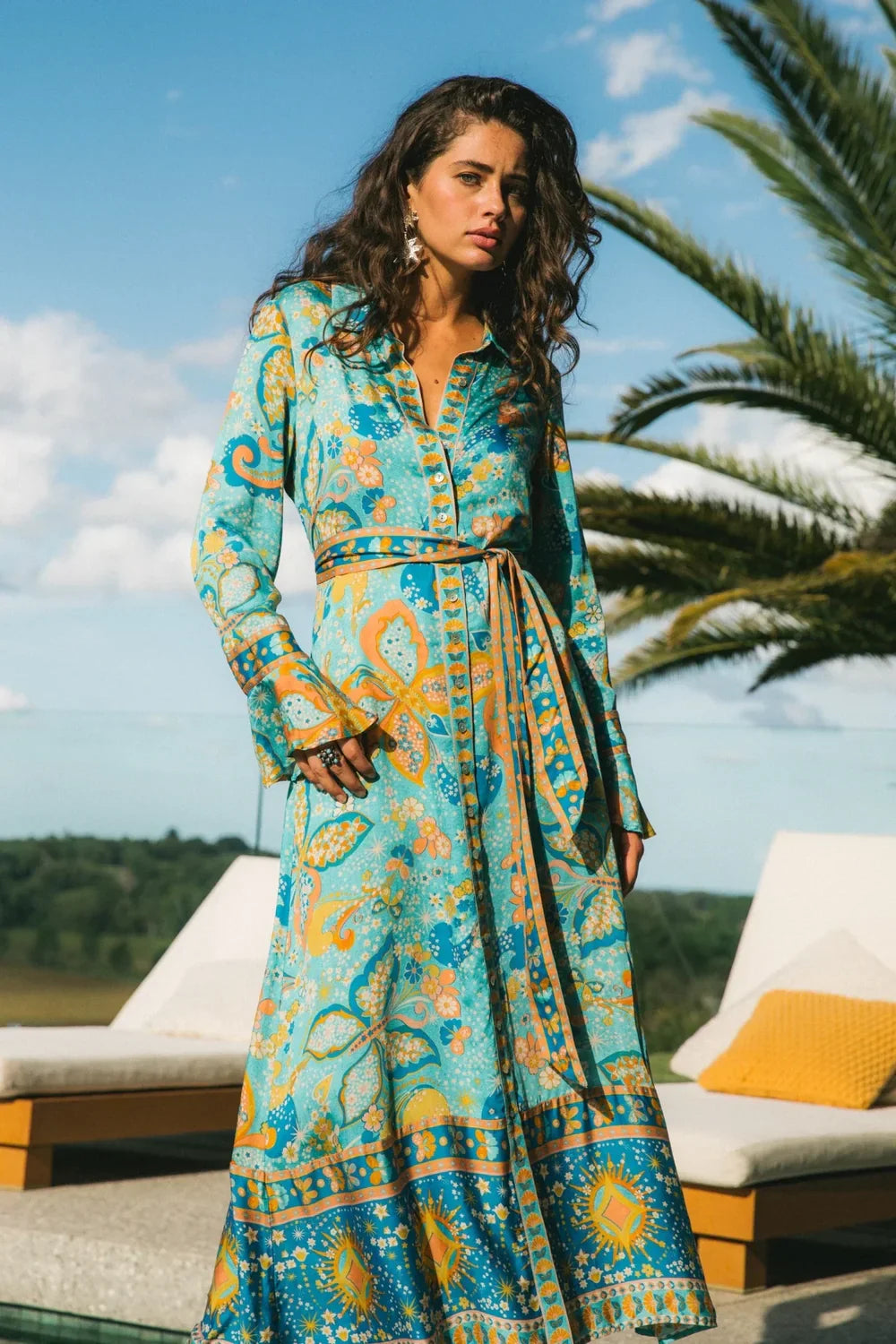 Nine Lives Bazaar Pearl Midi Dress - Aquamarine