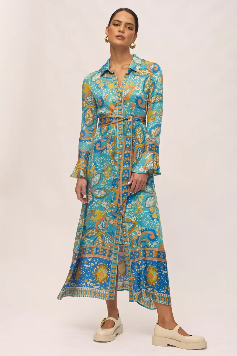 Nine Lives Bazaar Pearl Midi Dress - Aquamarine