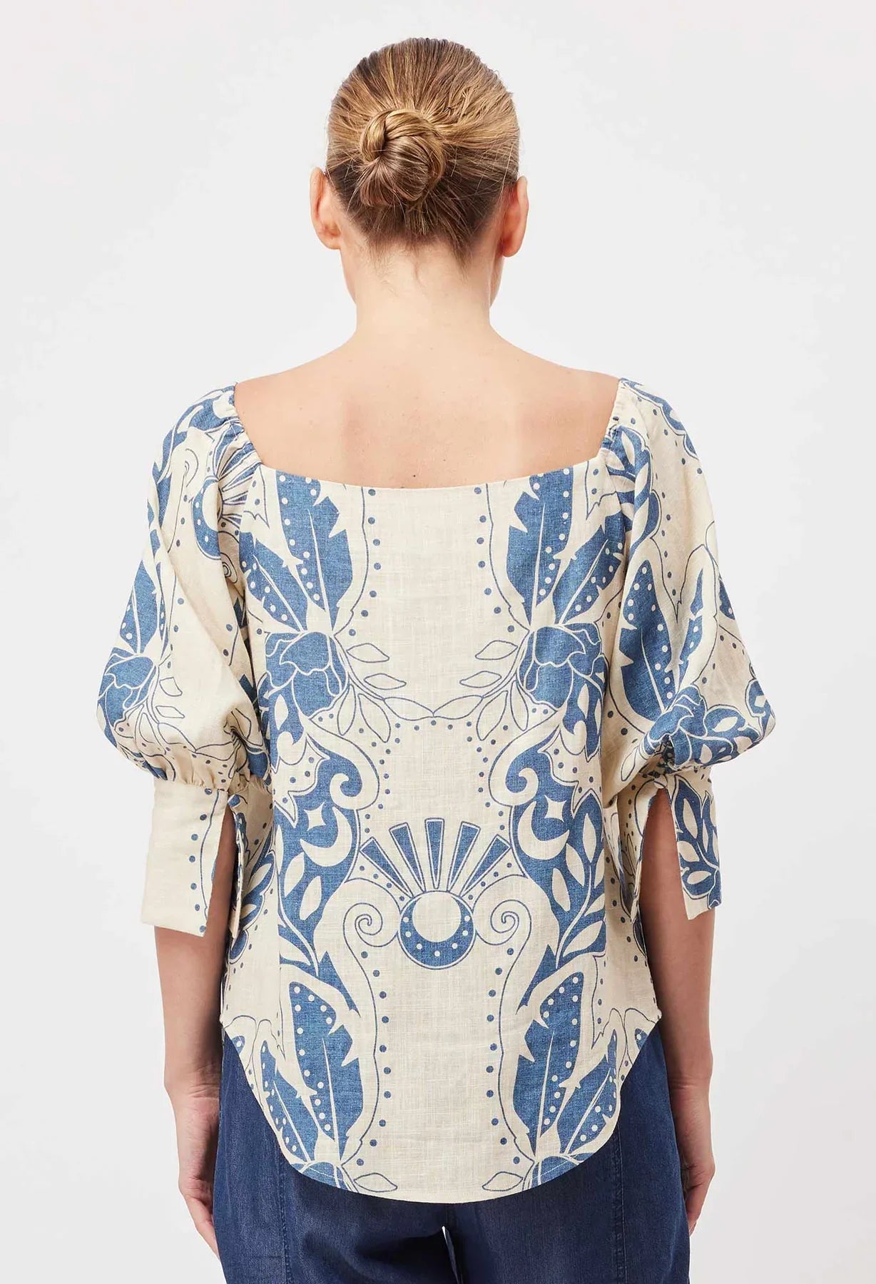 Once Was Templo Linen Viscose Top in Del Sol Azure