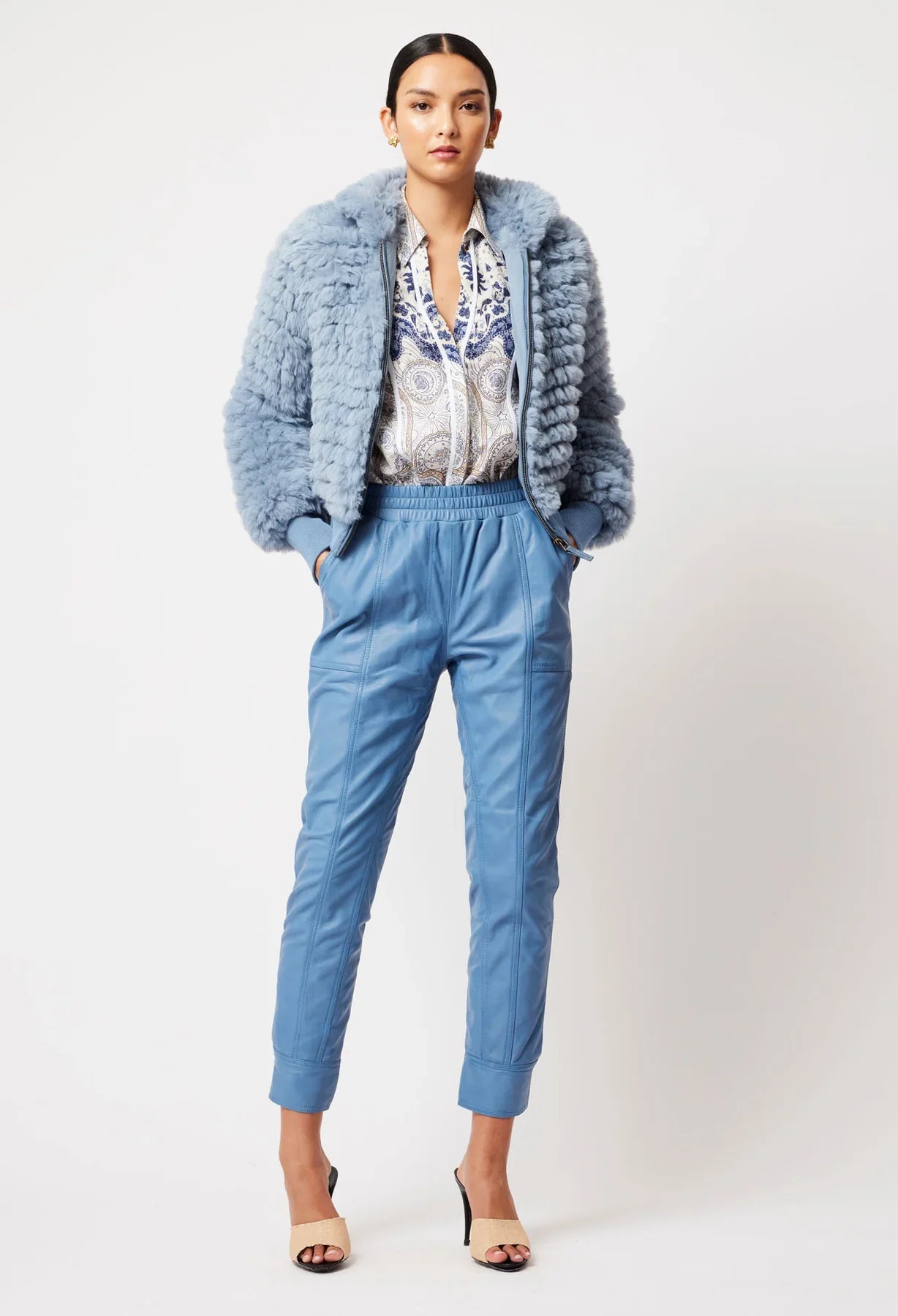 Once Was Stella Leather Jogger in Zenith