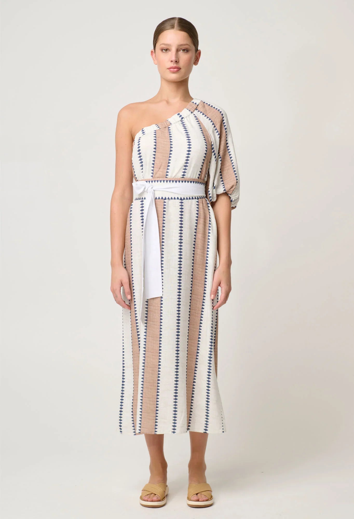 Once Was Bahia Linen Viscose Dress - Cayman Stripe
