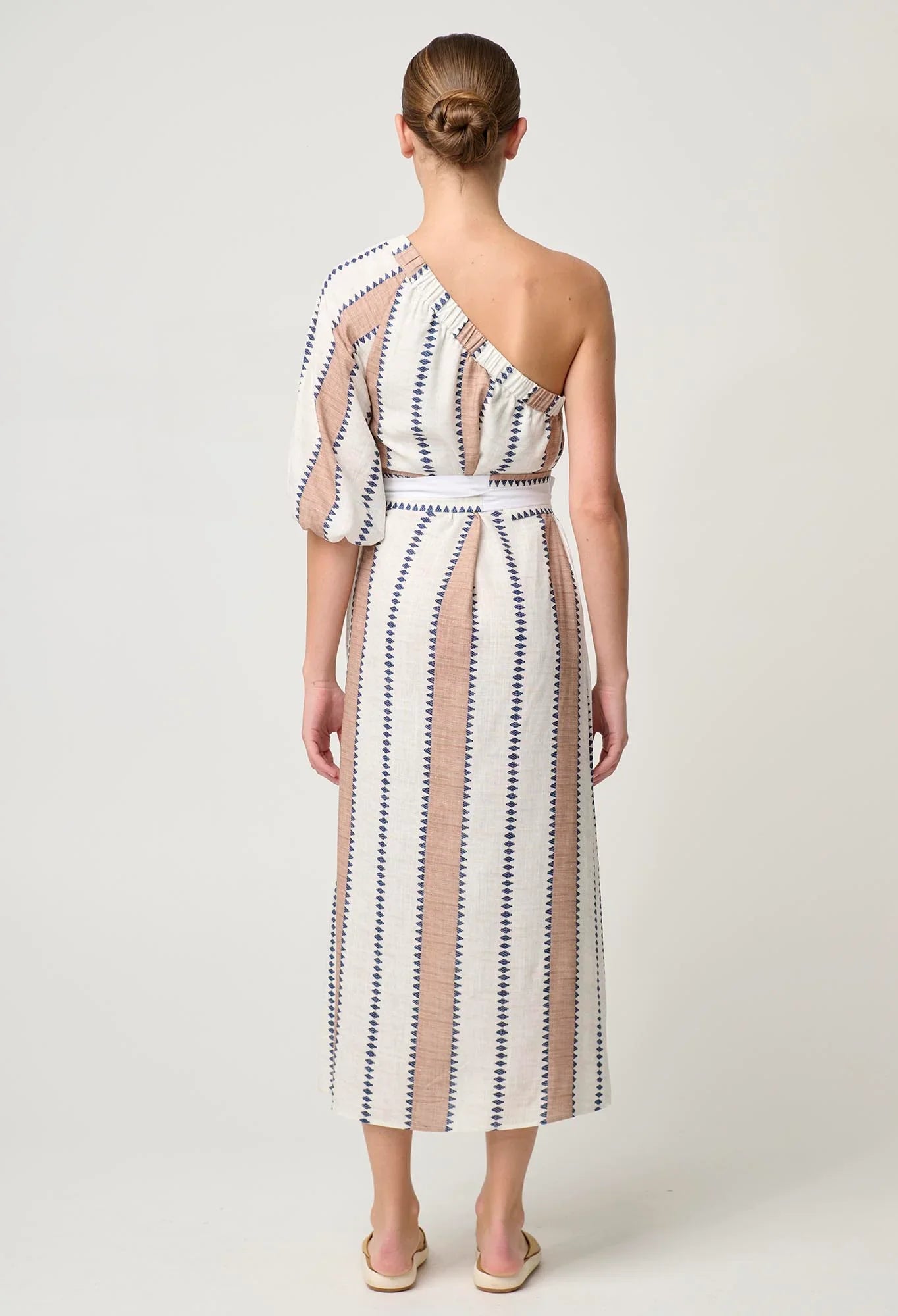 Once Was Bahia Linen Viscose Dress - Cayman Stripe