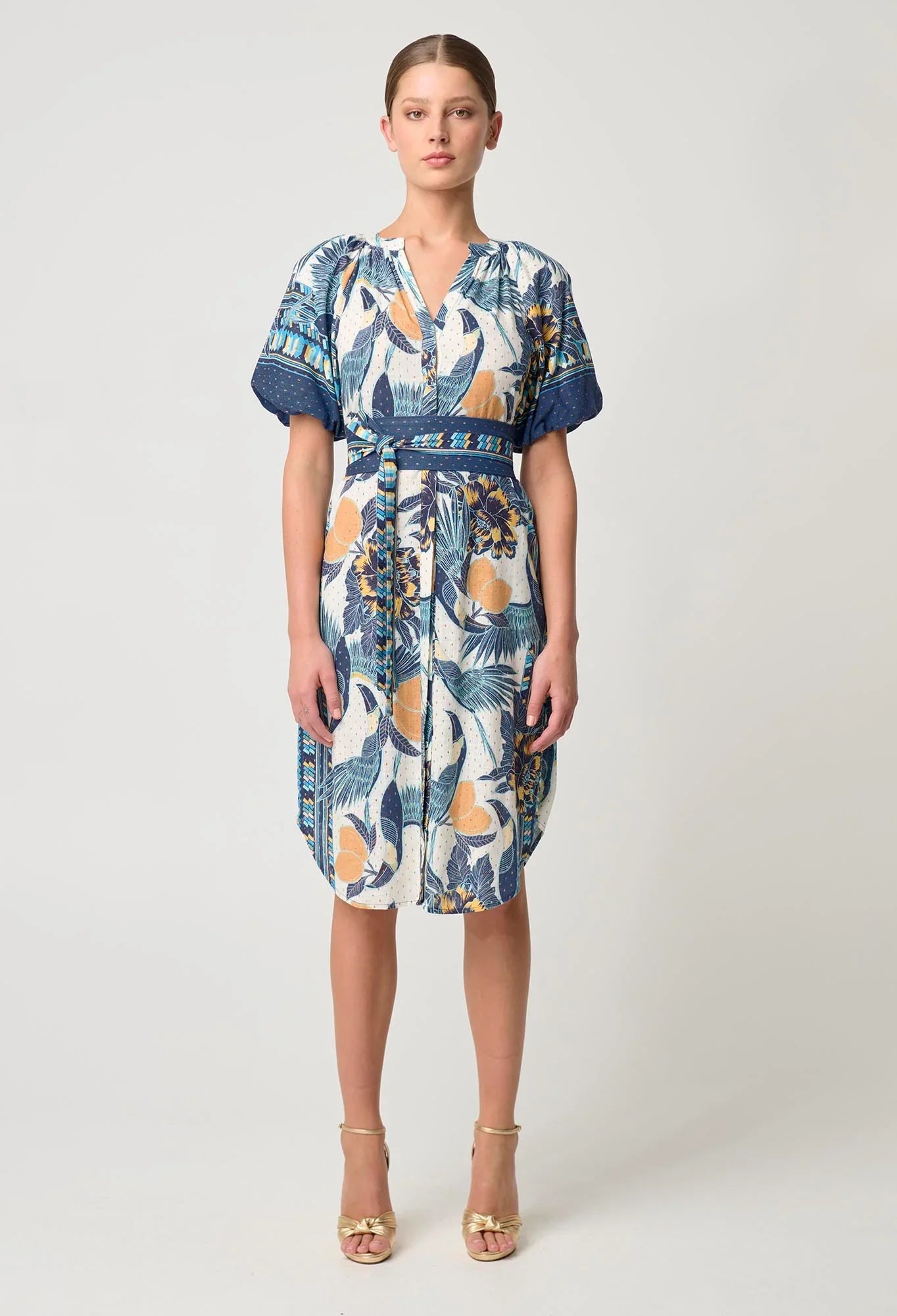 Once Was Bijou Linen Viscose Dress - Tukano Print