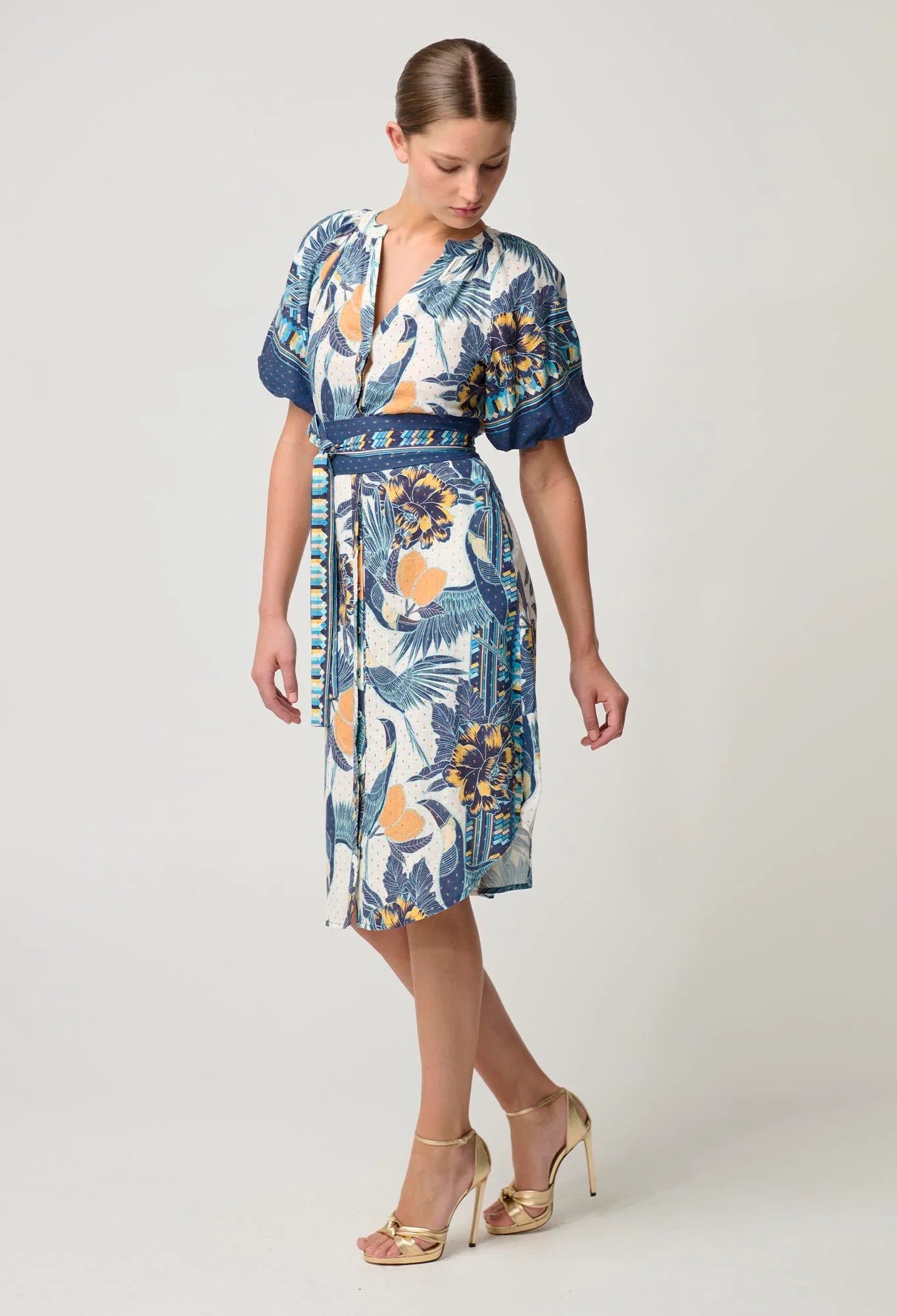 Once Was Bijou Linen Viscose Dress - Tukano Print