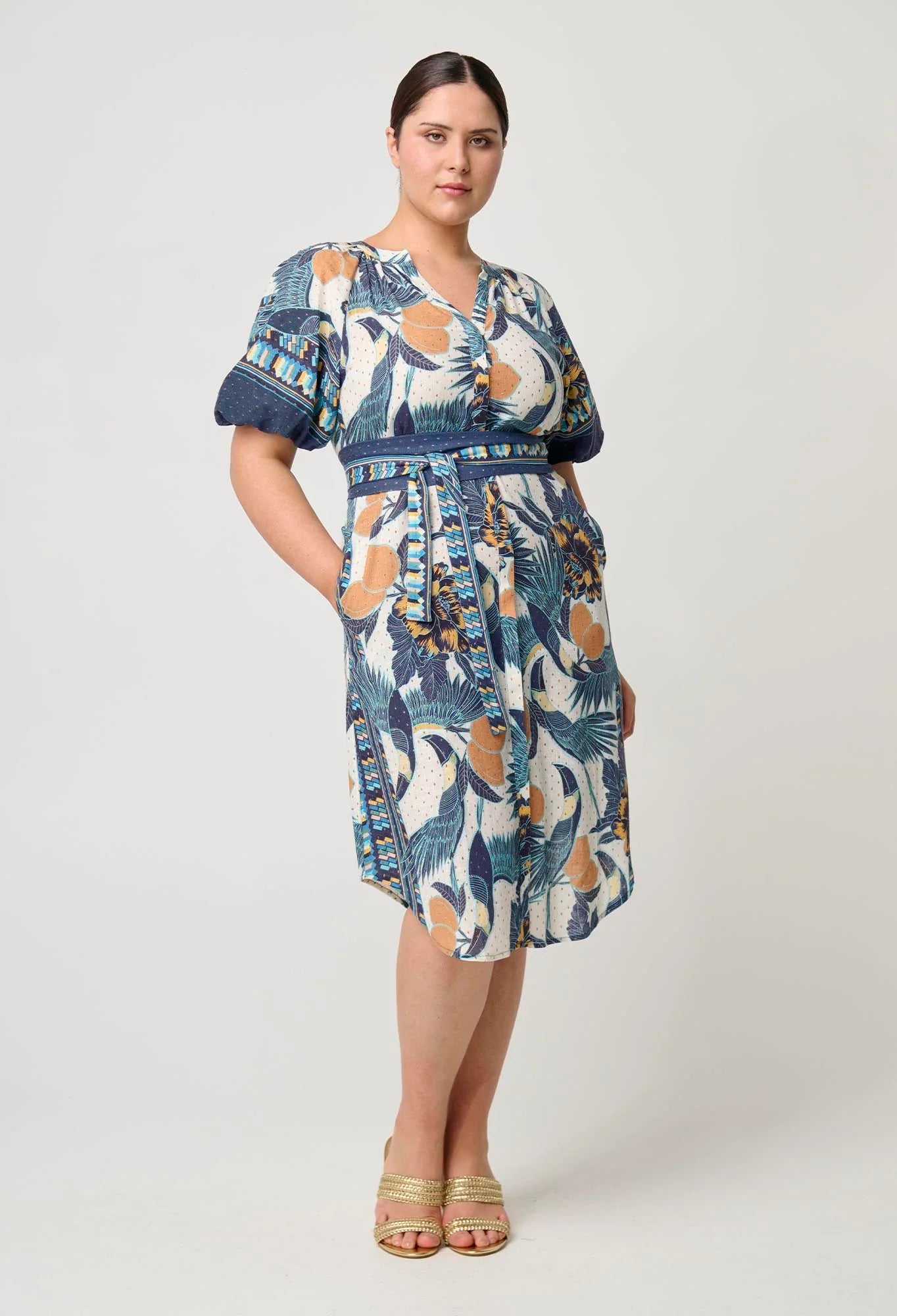 Once Was Bijou Linen Viscose Dress - Tukano Print