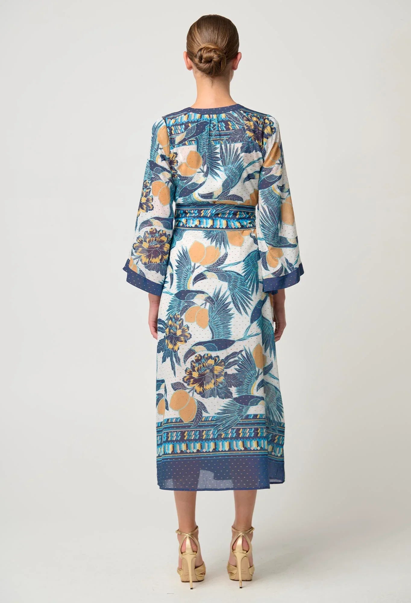 Once Was Kimona Cotton Silk Kimon Sleeve Dress - Tukano Print