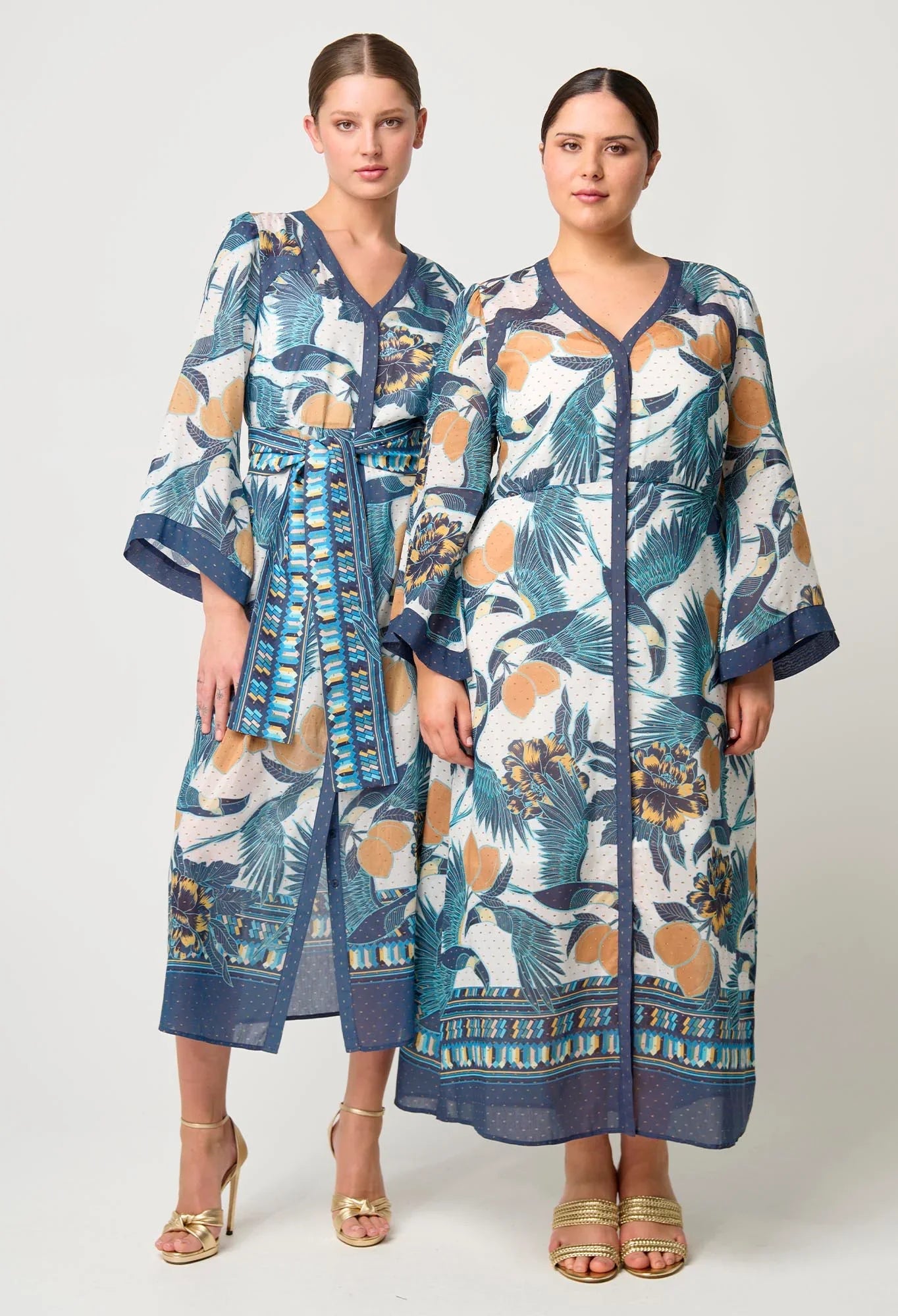 Once Was Kimona Cotton Silk Kimon Sleeve Dress - Tukano Print