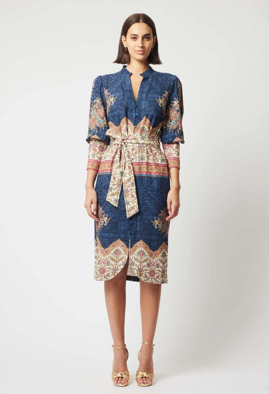 Once Was Phoenix Linen Viscose Dress in Oriental Print