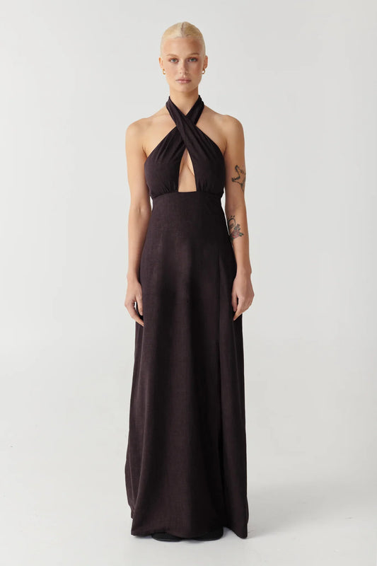 RAEF The Label Orlie Maxi Dress - Dark Oak