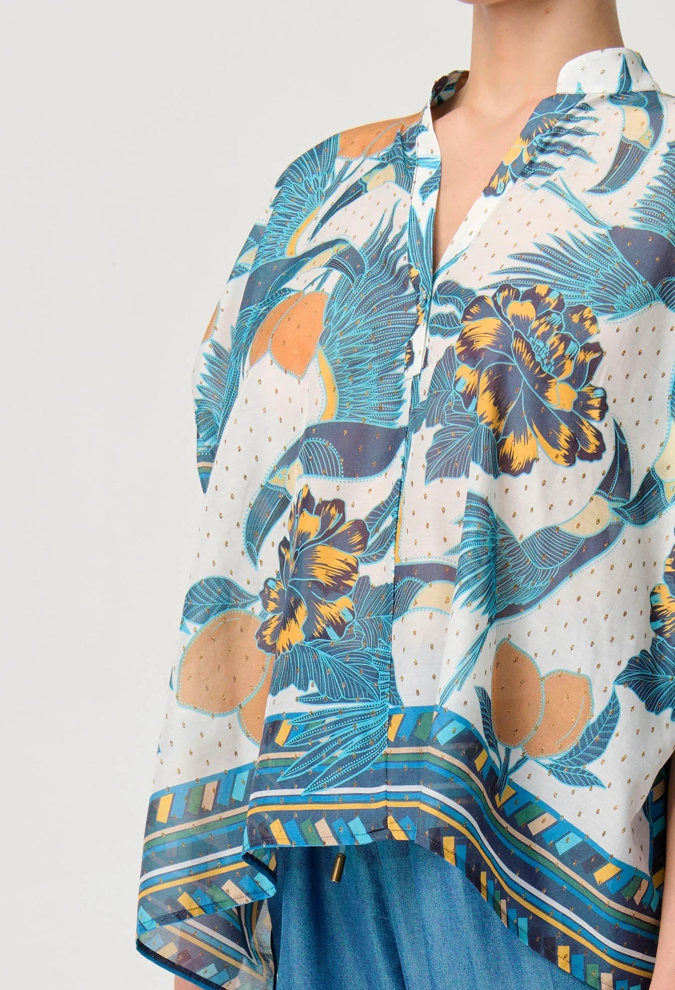 Once Was Kimona Scarf Hem Top - Tukano Print