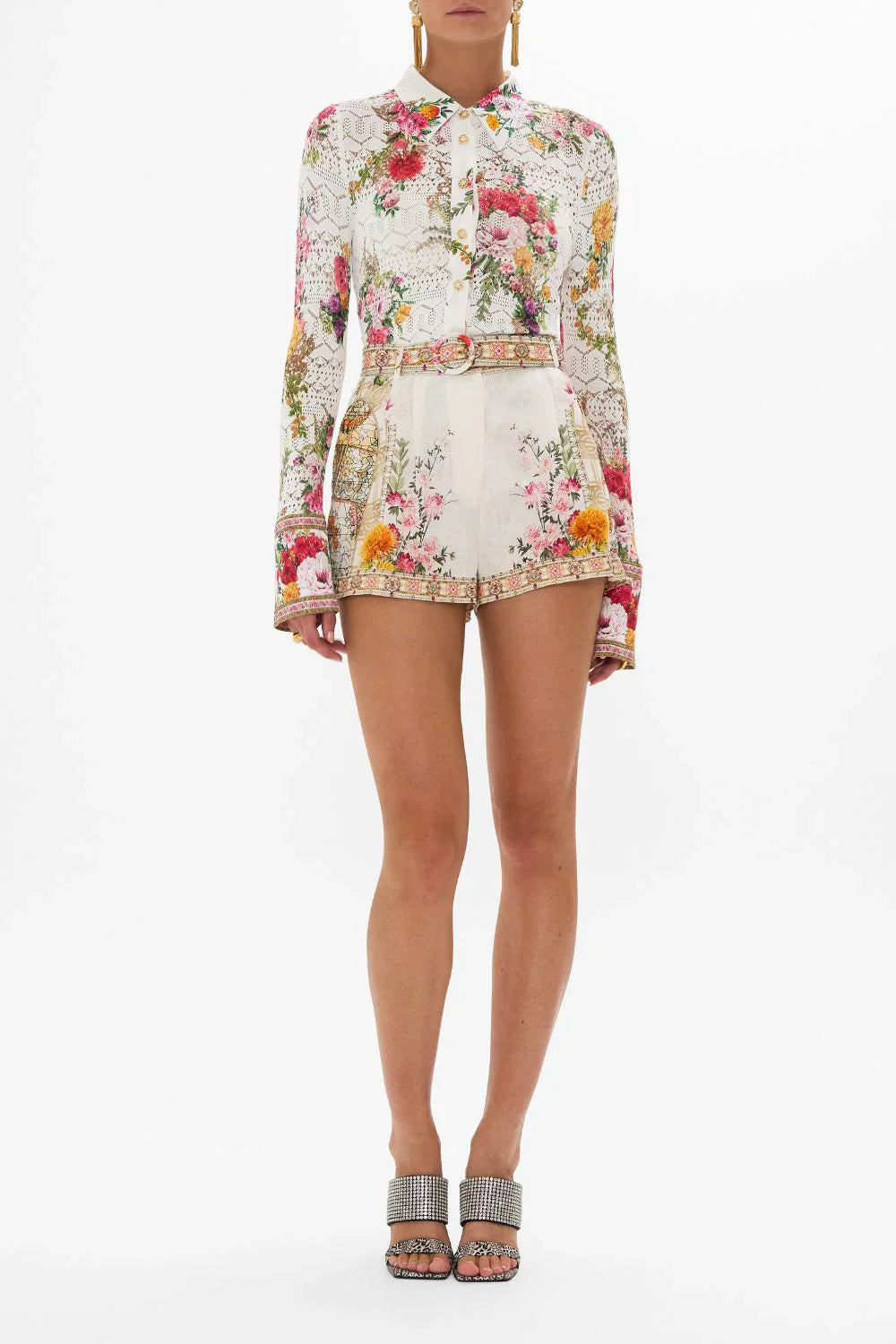 Camilla Egyptian RoseSilk Spliced Knit Shirt **