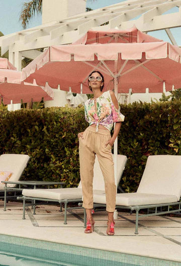 Once Was Tierra Rolled Cuff Tencel Twill Jogger - Sand